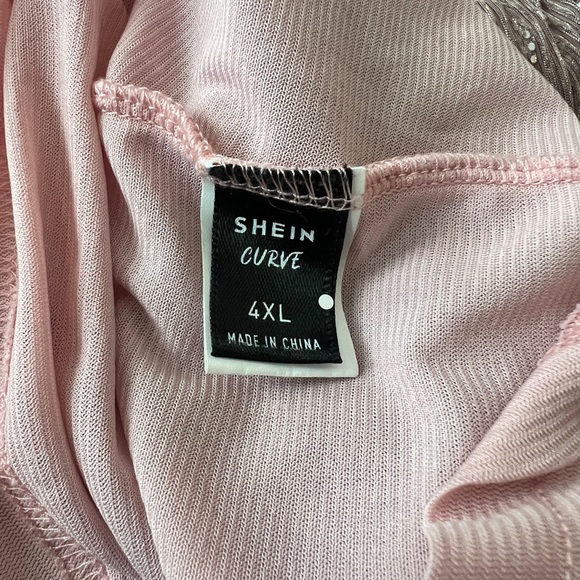 SHEIN CURVE Pink Sparkly Off The Shoulder Party Blouse Plus Size 4XL - Picture 4 of 5